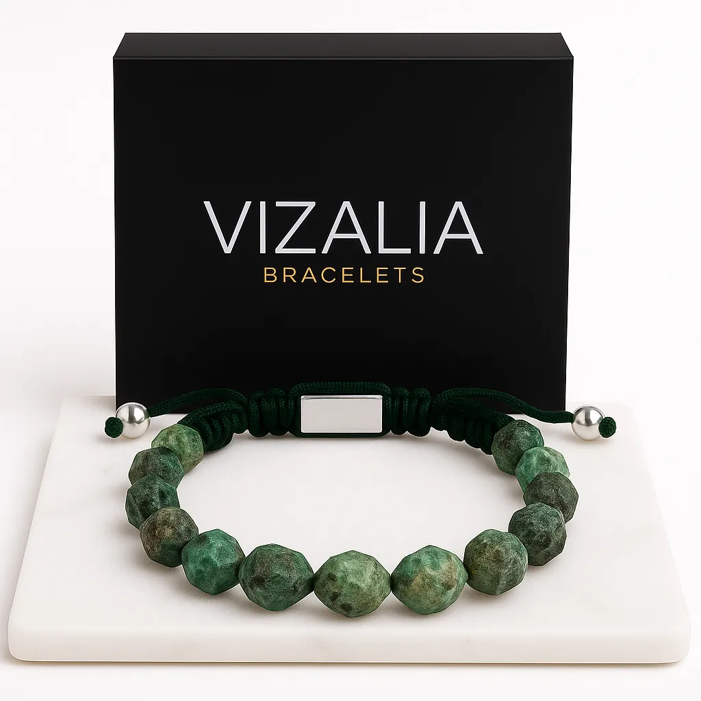 [Facettées - Jaspe africain | Argent] Bracelet Jaspe africain naturelles à facette  