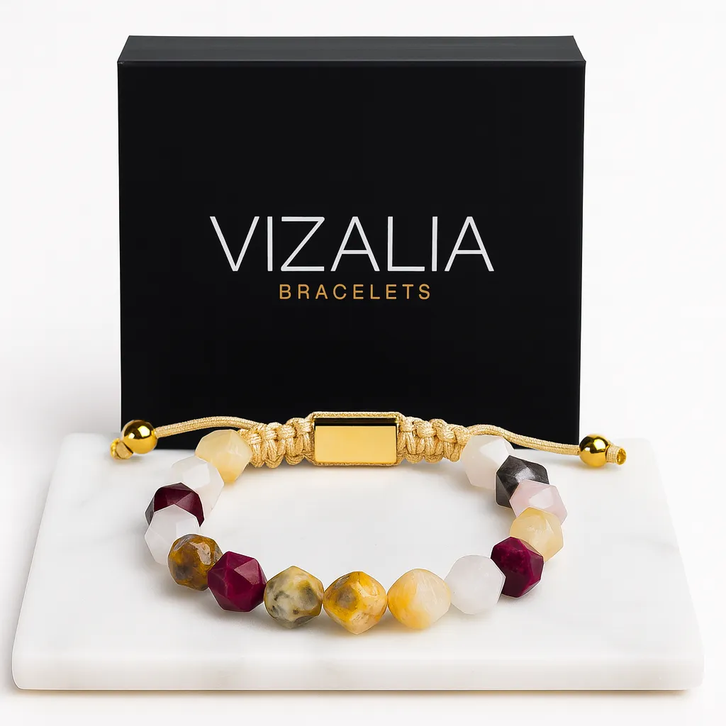 [Facettées - Multi Quartz | Or] Bracelet multi-Quartz rose naturelles à facette   