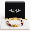 Bracelet multi-Quartz rose naturelles à facette   