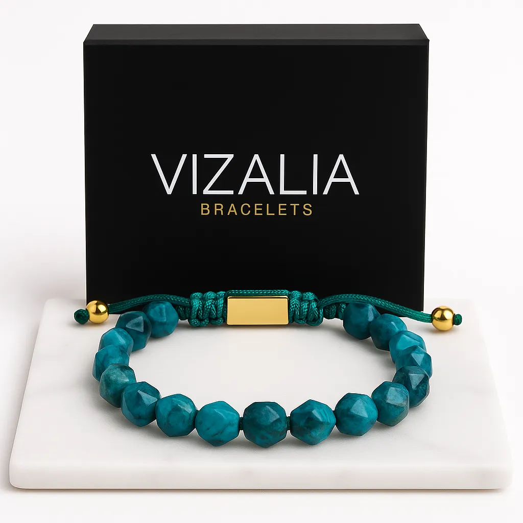 [Facettées - Turquoise | Or] Bracelet turquoise naturelles à facette     