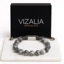 Bracelet Perles Facettées - Jaspe gris | Argent  