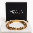 Bracelet Perles Facettées - Picture Jasper | Or