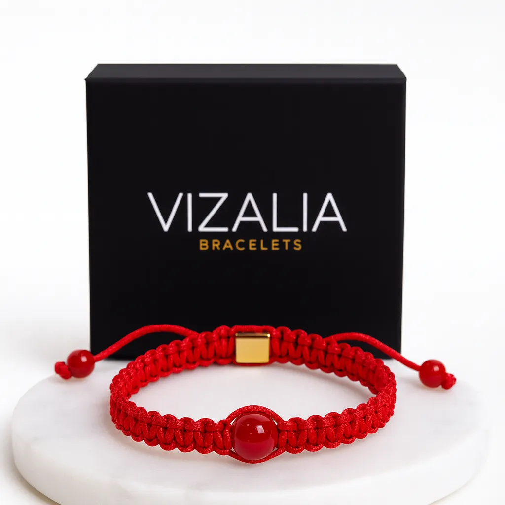 Bracelet Macramé Tressé Rouge