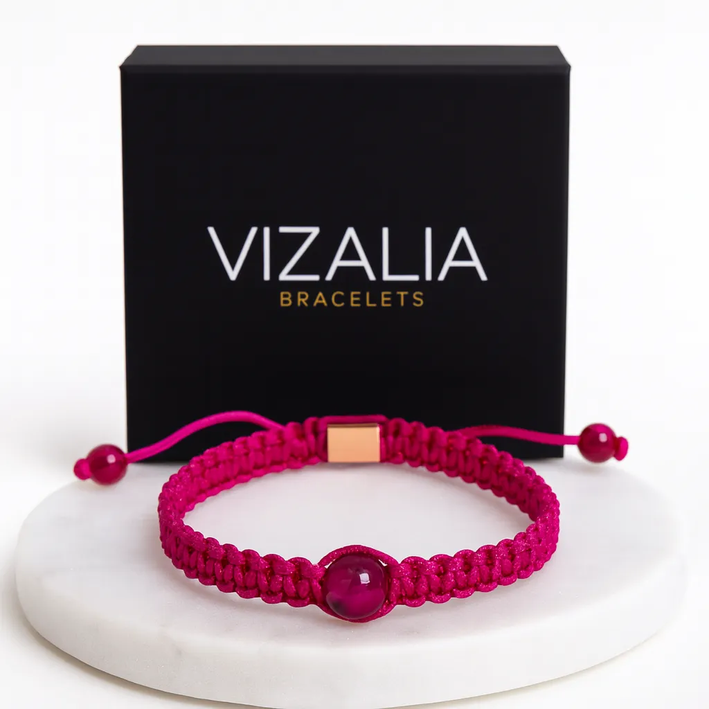 Bracelet en macramé - Rose