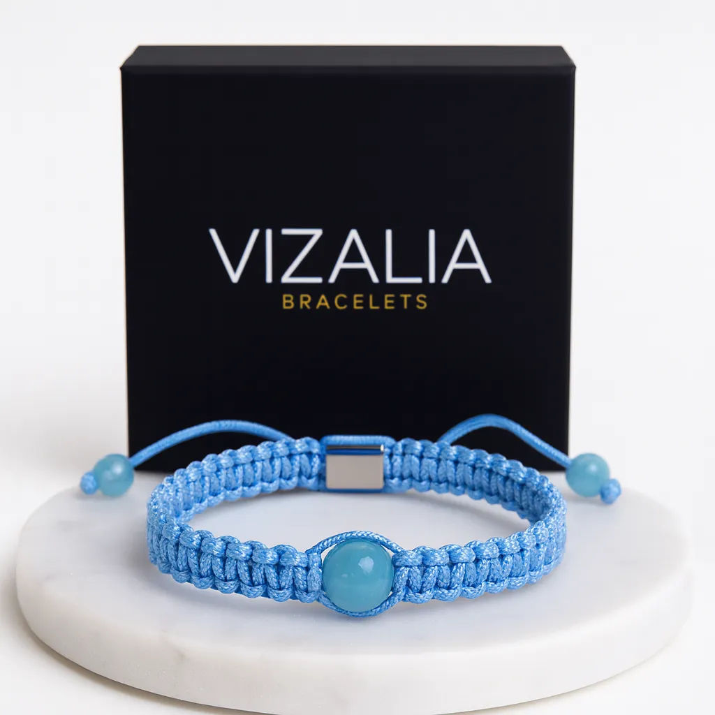 Bracelet en macramé - Bleu clair