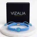 Bracelet Macramé Tressé Bleu Clair