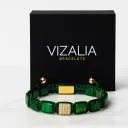 Bracelet Pierres Plates - Malachite | Or