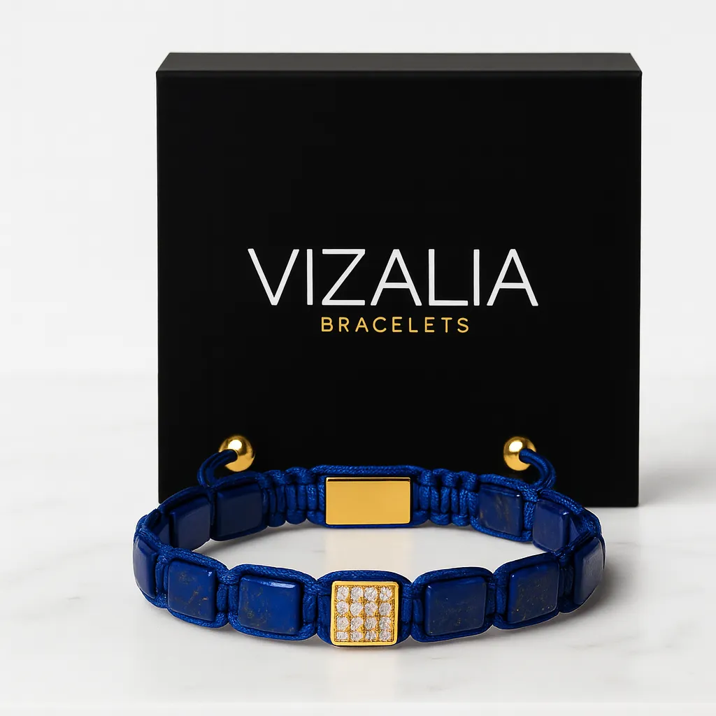 [pierre plate - Lapis lazuli | Or] Bracelet pierre plate - Lapis lazuli | Or