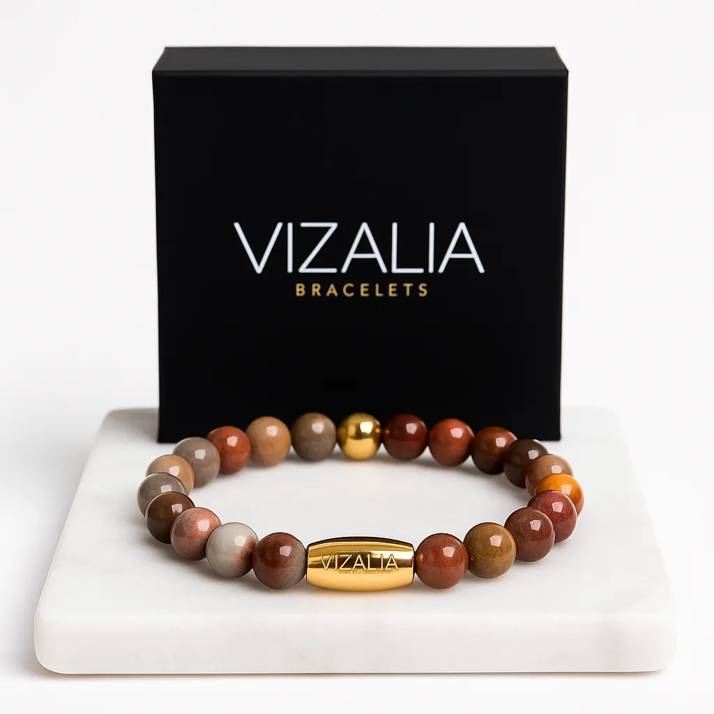 Bracelet perles - Jaspe Paysage | Or