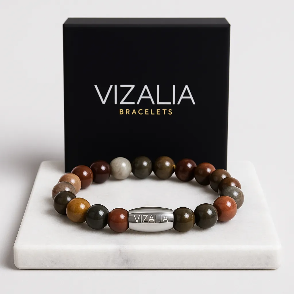 Bracelet perles - Jaspe Paysage | Argent