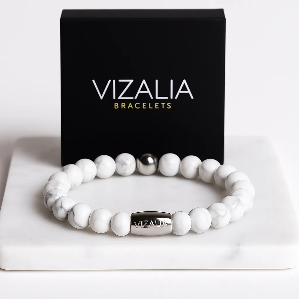 Bracelet perles - Howlite Blanche | Argent