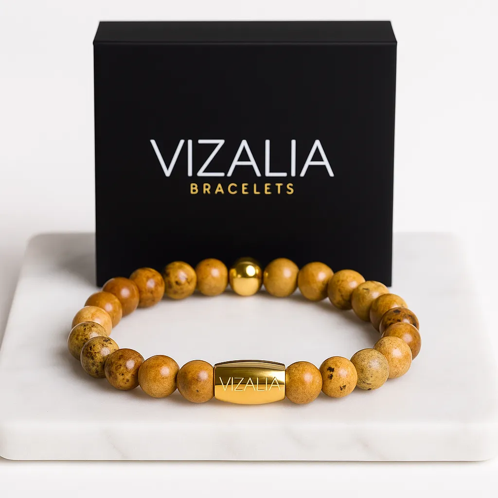 Bracelet perles - Jaspe Picture | Or