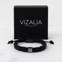 Bracelet Pierres Plates - Onyx Noir | Argent