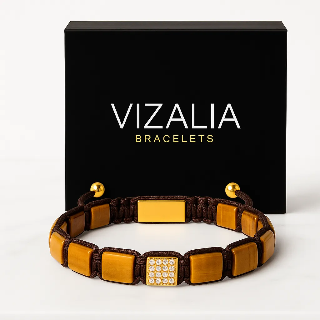 [Pierres Plates - Oeil de Tigre | Or] Bracelet Pierres Plates - Oeil de Tigre | Or